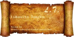 Lukovits Toszka névjegykártya